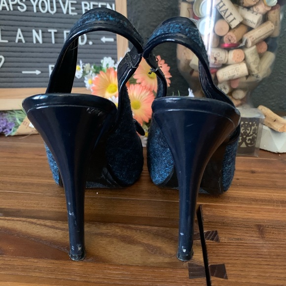 Nine West Slingback Peeptoe Pumps Navy - Picture 3 of 4